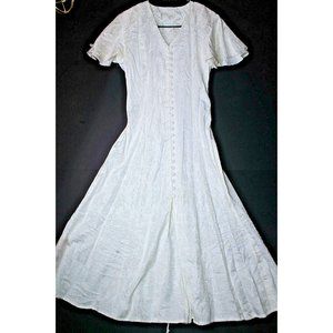 Benson and Smith 90's size 9 White Polyester Button Front Floral Women's Dress